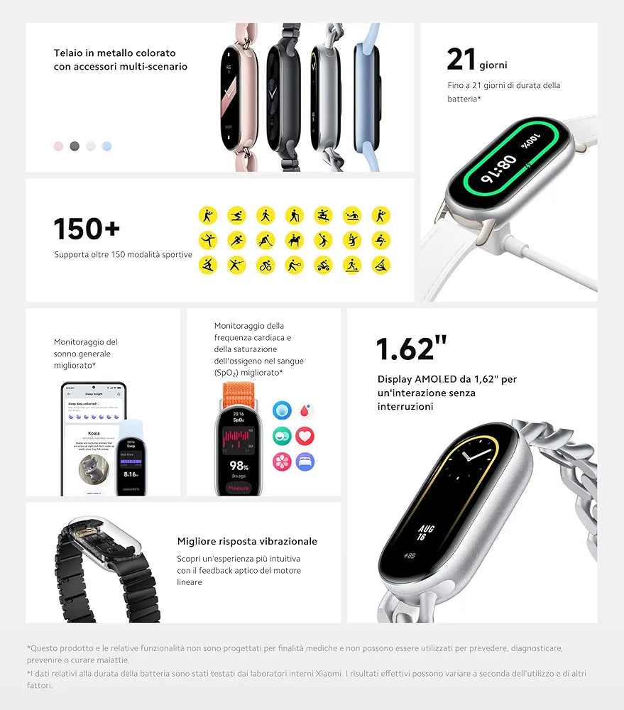 Xiaomi Smart Band 9 Arctic Blue | 1.62'' AMOLED display | Touchscreen, Multisport Tracker, Activity Tracker, Heart Rate Monitor | Bluetooth connectivity